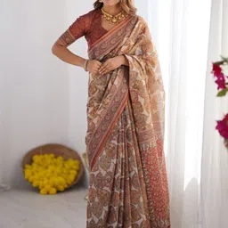 MAHARANI COUTURE Floral Pure Cotton Fusion Jamdani Saree-picture-11