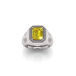 RRVGEM 13.25 Ratti 13.00 KT Yellow Sapphire Pukhraj Gemstone Silver Plated Ring-picture-31