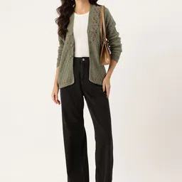 APSLEY Geometric Self Design Embellished Scallop Hem Cardigan image 3