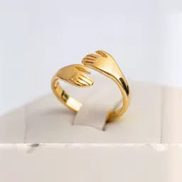 Teeragaj Set Of 4 Butterfly & Hug Adjustable Couple Finger Rings image 3