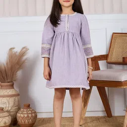TINY TWILLS Embroidered Puff Sleeve Organic Cotton Fit & Flare Dress-picture-39