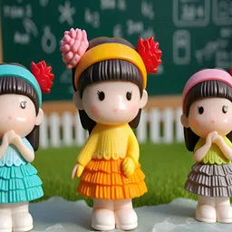 Gopalvilla Blue Matte Kid Room Real 3D 4 Pieces Medium Showpieces - 2.08 Inch image 3