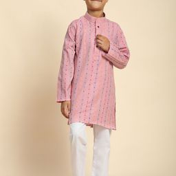 Pro-Ethic STYLE DEVELOPER Boys Ethnic Motifs Thread Work Pure Cotton Kurta with Pyjama-picture-26