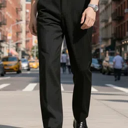 COVZ Men Relaxed Straight Fit Mid-Rise Formal Trousers-image-2