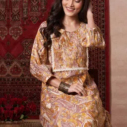 DIVASTRI Women Paisley Printed Regular Kurta with Palazzos image 3