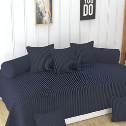 Myntra Elegant Homes 8-Pcs Black Striped DiwanSet-picture-27
