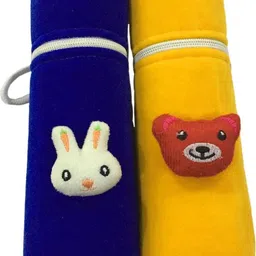 chinmay kids Velvet Bottle Covers for Feeding Bottles with Cute Animal Cartoon Popup, 240ml (Pack of 2) image 1