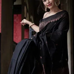 AmiFashion Woven Design Zari Silk Blend Handloom Saree image 2