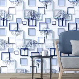 Asian royal White & Blue Printed Waterproof Wallpaper-picture-21