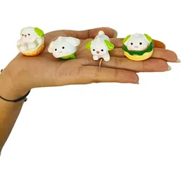 Ascension Green And White 4 Pieces Birds And Animals Figurine Showpiece image 2