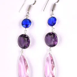 AAR Jewels Rhodium-Plated German Silver Topaz Drop Earrings-image-15