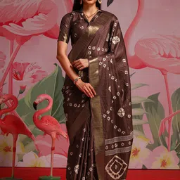 Mitera Ethnic Motifs Zari Silk Blend Sungudi Saree-picture-13