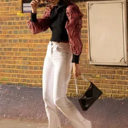 STYLECAST X KASSUALLY Women Geometric Print Puff Sleeve Cotton Top image 2