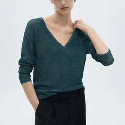 MANGO V-Neck Lurex Pullover-picture-30