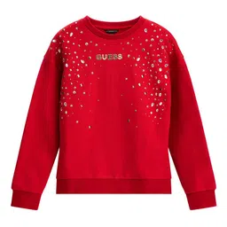 GUESS kids Girls Typography Printed Round Neck Cotton Pullover Sweatshirt-picture-33