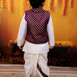 BownBee Boys Mandarin Collar Regular Straight Kurta with Dhoti Pants image 4