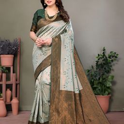 Vastravatika Women Woven Design Floral Zari Kanjeevaram Saree-picture-28