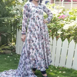 GO BOUJEE Women Ethnic Motifs Printed Regular Kurta with Trousers & With Dupatta-image-11