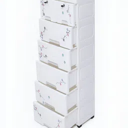The Tickle Toe Kids White Printed Durable & Eco-Friendly 7-Drawer Storage Chest image 1