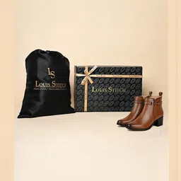 LOUIS STITCH Women Elegant Mid-Top Antique Buckle Slip-On Chelsea Boots image 5