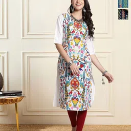HERE&NOW Women Pack of-3 Ethnic Motifs Printed Crepe Kurta-picture-32