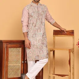 Jompers Men Embroidered Kurta Pyjama Set-picture-14
