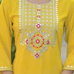 SKYLEE Women Embroidered Regular Sequinned Kurta with Trousers & With Dupatta image 4