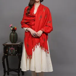 Exotic India Radhe-Radhe Prayer Stole With Thread Embroidery image 2