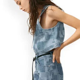 h&m Patchwork-look denim gilet image 4