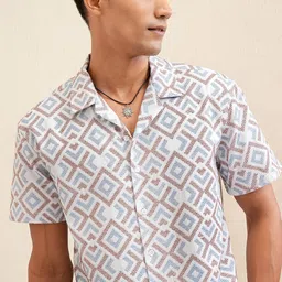 LOCOMOTIVE Premium Men Mocklino Dobby Textured Cuban Collar Relaxed Shirt-image-78