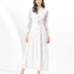 JC Collection Women Self Design Shirt Collar Fit and Flare Maxi Dress-picture-36