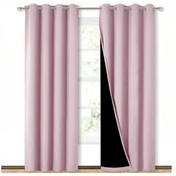 BFAM Pink Set of 2 Black Out Long Door Curtain-picture-56