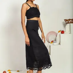 AKANYA Self Design Shoulder Straps Organic Cotton Top With Skirt image 2