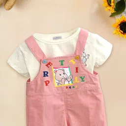 FOREVER FRIDAY Girls Printed Pure Cotton Dungaree With T-Shirt-image-24