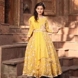 Fayon Kids Girls Embroidered Thread Work Ready to Wear Lehenga & Blouse With Dupatta-picture-25