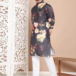 Jompers Men Floral Printed Regular Pure Cotton Kurta with Pyjamas image 5
