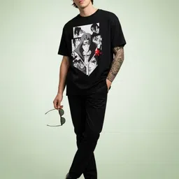 BENNY BROOKS Graphic Printed Drop-Shoulder Sleeves Cotton Oversized T-shirt image 4