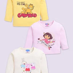 YK X Tinyo Girls Set of 3 Printed Cotton T-shirts-picture-44