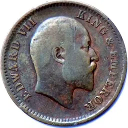 hariom 1909 - EDWARD VII # 1 QUARTER ANNA VERY RARE DATE COPPER COIN - WT. 4.83 GRAMS, DM.- 25.3 MM Ancient Coin Collection image 2
