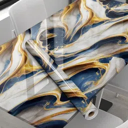 Aura 2-Pcs Blue & White Abstract Printed Self Adhesive Wallpaper-picture-37