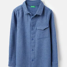 United Colors of Benetton Boys Textured Spread Collar Cotton Casual Shirt-image-33