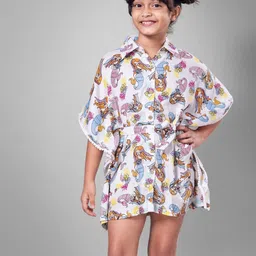 Tura Turi Floral Print Flared Sleeve Kaftan Mini Dress-picture-12