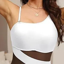 Bananhot One Shoulder Swimming Dress With Net Designing image 4