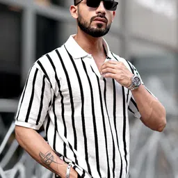 Maniac Men Polo Collar Monochrome T-shirt-picture-52