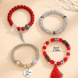 DressBerry Set Of 4 Artificial Beaded Charm Bracelets image 5