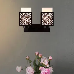 Gojeeva Black Wood Square Shaped Wall Lamp image 2