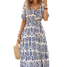 StyleCast Women Printed Tiered Fit & Flare Midi Dress image 4