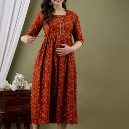 UrbanRang Floral Print Maternity Maxi Dress image 5