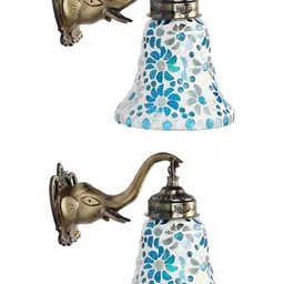 1ST TIME Blue & White Textured Metal Traditional Wall Lamp image 3