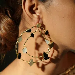 THE BLING GIRLL Gold Plated Enamelled Contemporary Drop Earrings image 5